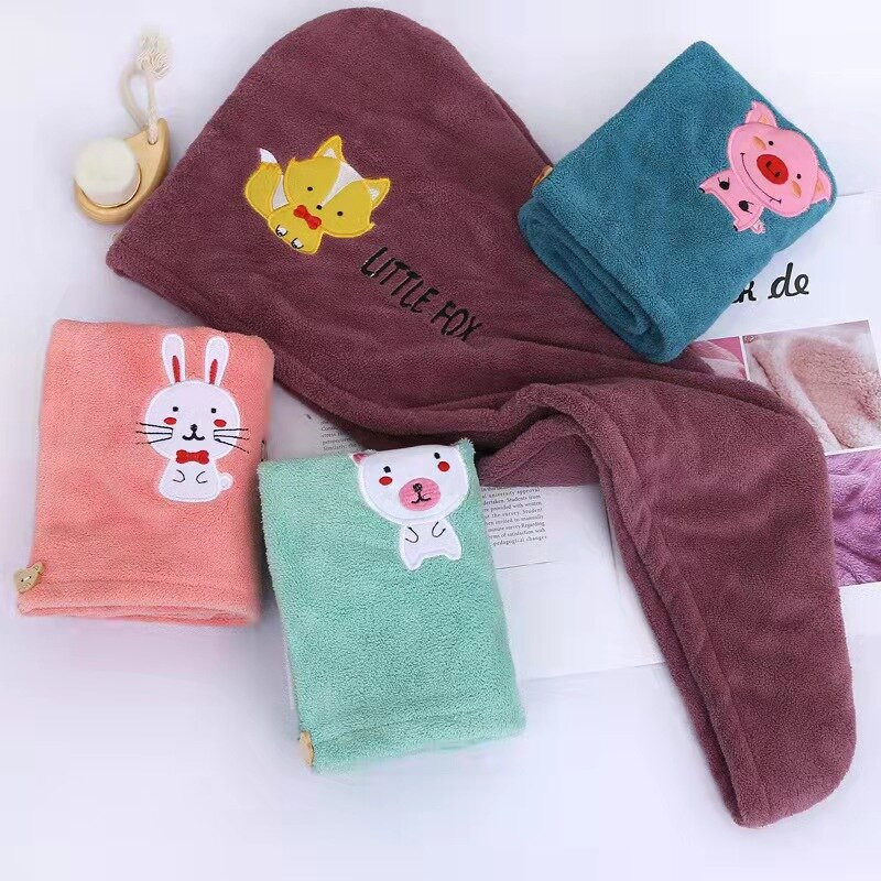 1 buc șapcă de duș din microfibră prosop Căciuli de baie pentru femei, fete, șapcă de păr uscat, uscare rapidă, moale, pentru doamnă, turban, prosoape de păr brodate