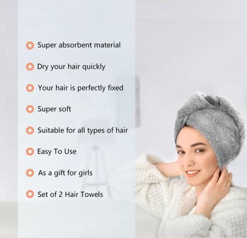 Микрофибърна кърпа за коса за жени Основни аксесоари за баня Бързосъхнеща коса Тюрбан за сушене на къдрава, дълга и гъста коса