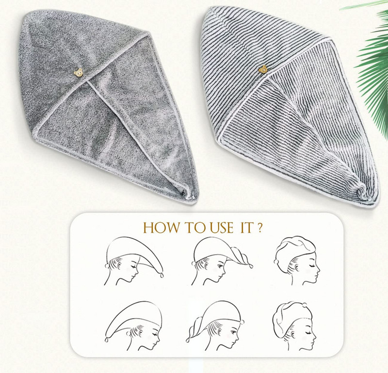 Înveliș pentru prosop de păr din microfibră pentru femei Accesorii esențiale pentru baie Turban de păr cu uscare rapidă pentru uscarea părului creț, lung și gros