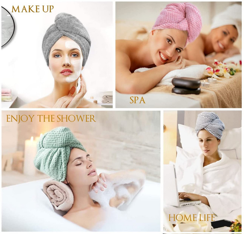 Înveliș pentru prosop de păr din microfibră pentru femei Accesorii esențiale pentru baie Turban de păr cu uscare rapidă pentru uscarea părului creț, lung și gros