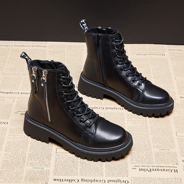 Cizme moderne de dama cu fermoar - culoare neagra