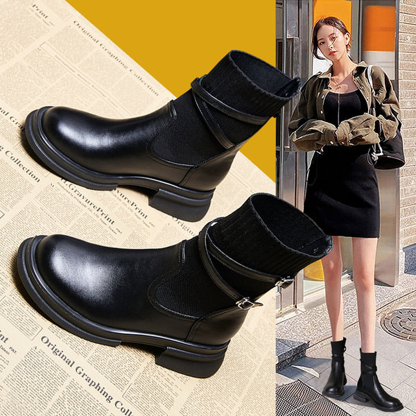 Modern női csizma csatos - fekete és barna színű