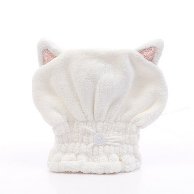 1 buc. Decorație drăguță a urechilor de pisică Prosoape de baie respirabile Accesorii de baie, cu uscare rapidă, capac de păr moale și uscat, lână de corali