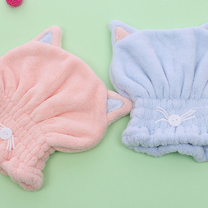 1 buc. Decorație drăguță a urechilor de pisică Prosoape de baie respirabile Accesorii de baie, cu uscare rapidă, capac de păr moale și uscat, lână de corali