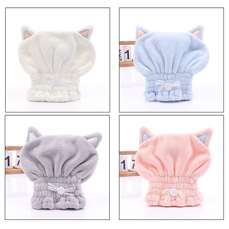 1 buc. Decorație drăguță a urechilor de pisică Prosoape de baie respirabile Accesorii de baie, cu uscare rapidă, capac de păr moale și uscat, lână de corali