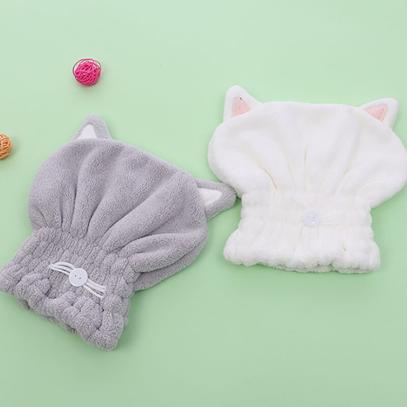 1 buc. Decorație drăguță a urechilor de pisică Prosoape de baie respirabile Accesorii de baie, cu uscare rapidă, capac de păr moale și uscat, lână de corali