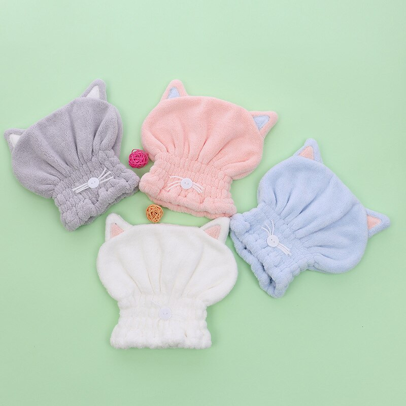 1 buc. Decorație drăguță a urechilor de pisică Prosoape de baie respirabile Accesorii de baie, cu uscare rapidă, capac de păr moale și uscat, lână de corali