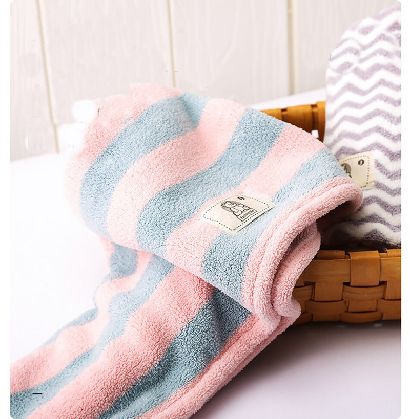 Naujas minkštas mikropluošto plaukų rankšluosčių įvyniojimas moterims Dryžiuoti rankšluosčiai suaugusiems sugeriantis rankšluostis plaukų džiovinimo rankšluostis Ilgas garbanotas sausų plaukų kepuraitė