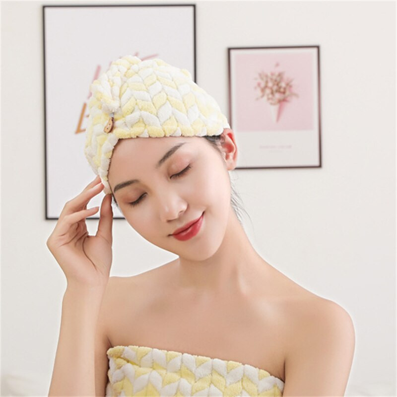 Prosop Femei Fete Magic Microfibre Dus Cap Prosop Caciuli de baie pentru Femei Par uscat Cap Uscare rapida Moale pentru Lady Turban Cap