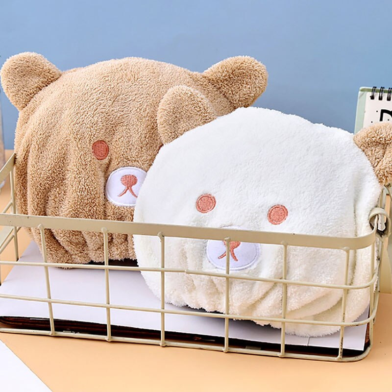 1 buc. Prosoape de baie cu uscare rapidă, drăguț, moale, cu model de urs, articole de baie, poliester/nailon, pentru copii, șapcă de păr uscat