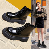 Moteriški dirbtinės odos batai su raišteliais ir užtrauktuku