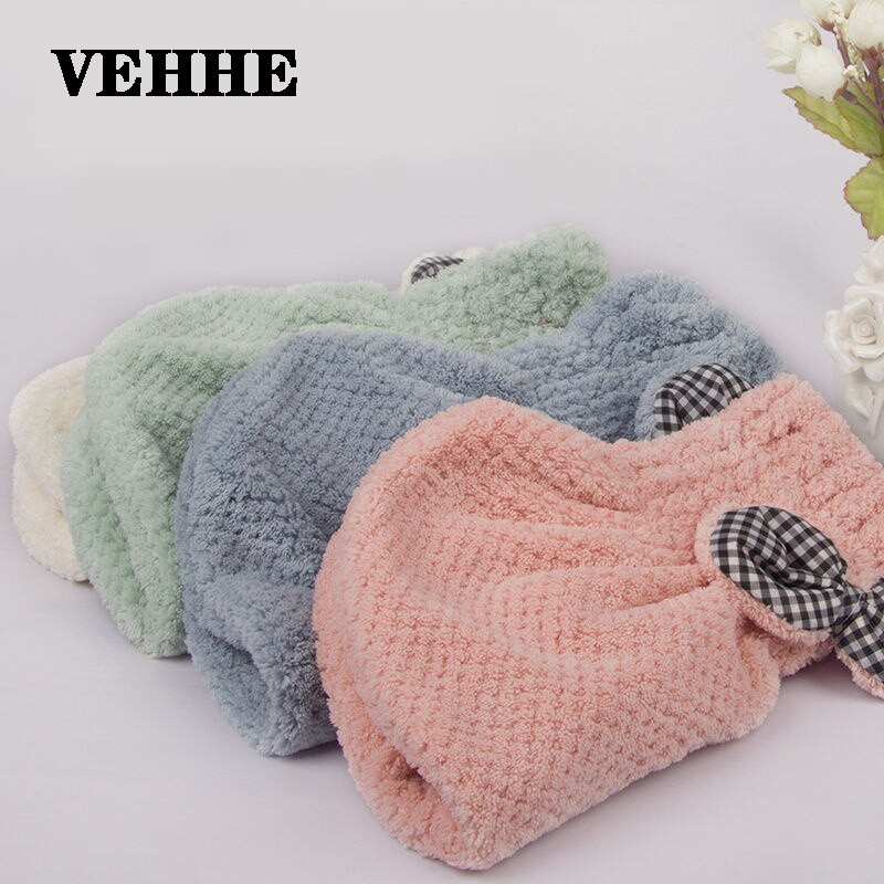 VEHHE női szuper nedvszívó száraz hajsapka Bownot Magic puha szövet rugalmas pakolás turbán gyorsan száradó fürdőlepedő fürdőszoba