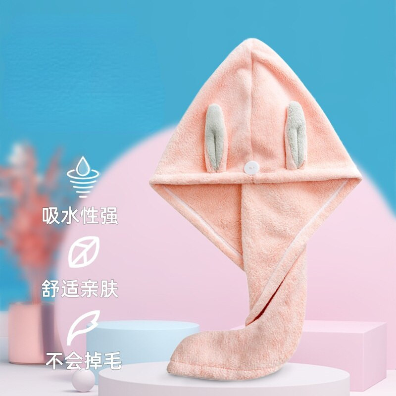 Sugeriantis storinantis koralinis vilnas sausų plaukų rankšluostis Minkštas mikropluošto dušo kepuraitė triušio ausis greitai džiūstantis maišelis galvos šalikas, sausų plaukų kepurė