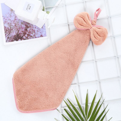 30*30cm prosop de mână cu bowknot moale coral catifea cârpă absorbantă pentru curățare baie bucătărie agățată spălat lavețe accesorii
