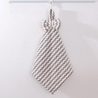 Dryžuotas Bowknot Coral Velvet Rankšluostis Super Minkštas Sugeriantis Kabantis Vonios Rankšluostė Valymo Šluostė Indų šluostė 30x30cm 1vnt.