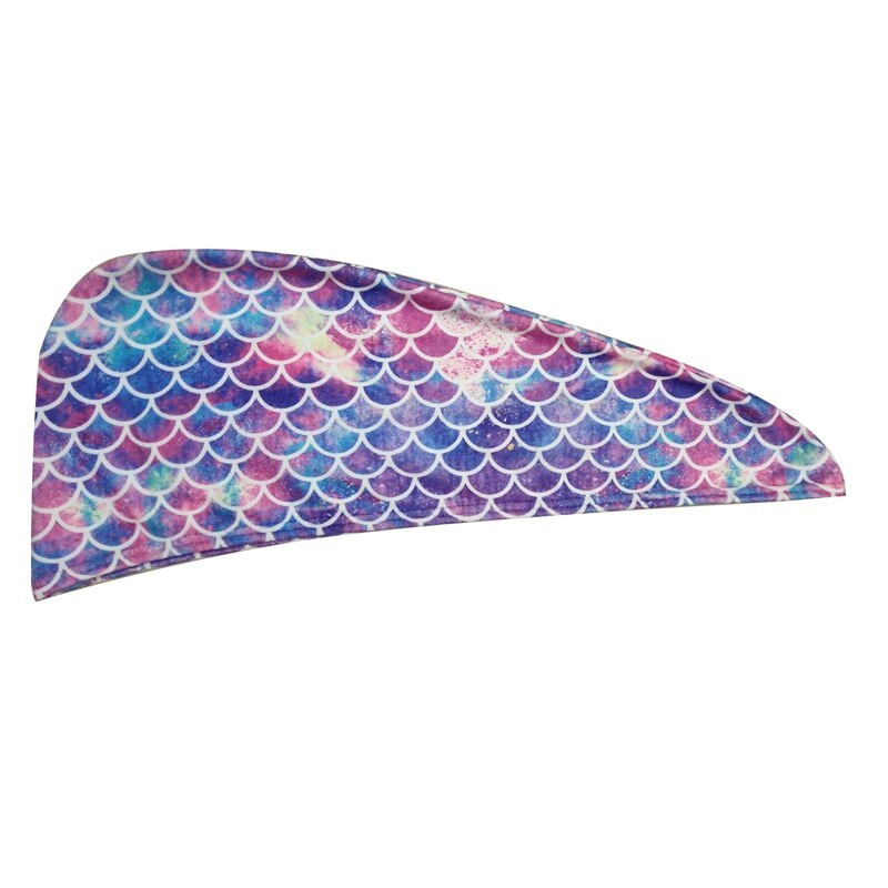 Mikropluošto plaukų džiovinimo rankšluostis, puikiai sugeriantis plaukų džiovinimo įvynioklis su mygtukais, apsaugantis nuo garbanos spalvingos žuvies svarstyklės vonios dušo kepuraitė moterims