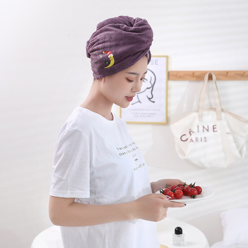 Mikropluošto greitas plaukų džiovinimas vonios rankšluostis Spa Moon Wrap rankšluosčių dangtelis Vonios kambario aksesuarai Raudona kepurė moterims Dizainerinė dušo kepurė
