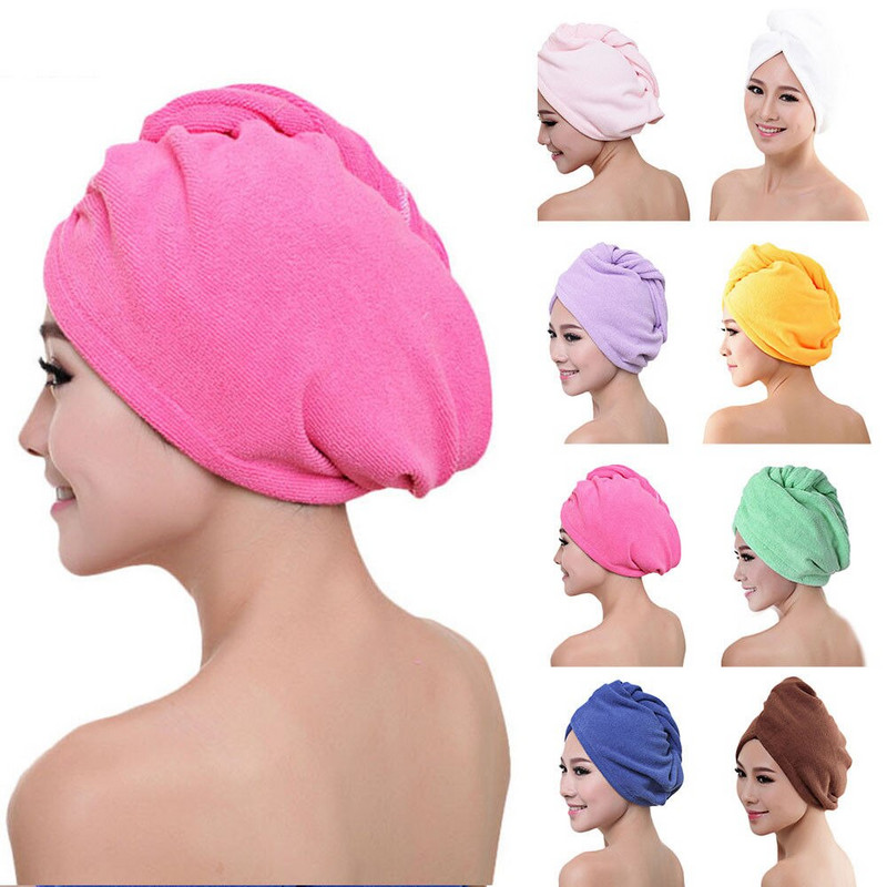Coral alb, catifea, păr uscat, prosop de baie, microfibră, cu uscare rapidă, turban, super absorbant, pentru șapcă de păr pentru femei, cu buton, îngroșare.