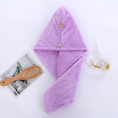 Korall bársony száraz hajtörlő női sima színű, gyorsan száradó vízelnyelő száraz haj zuhanysapka