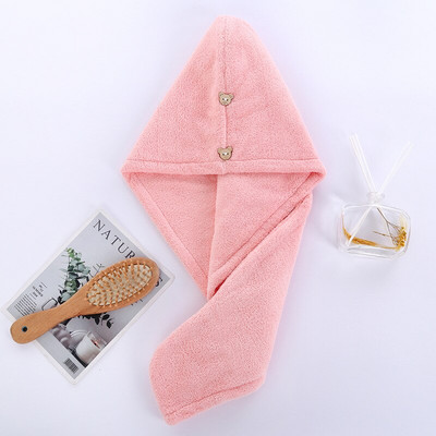 Korall bársony száraz hajtörlő női sima színű, gyorsan száradó vízelnyelő száraz haj zuhanysapka