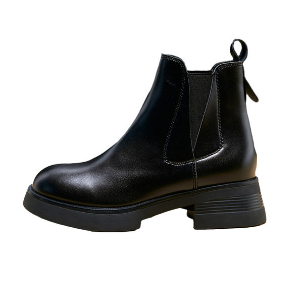 Cizme din piele model rotund pentru femei