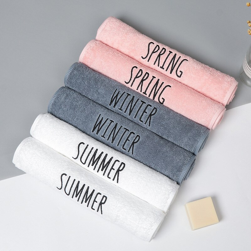 34x75cm 100% pamut kéztörlő hímzés Four Seasons egyszínű vastag, elegáns otthoni fürdőszobai ruha