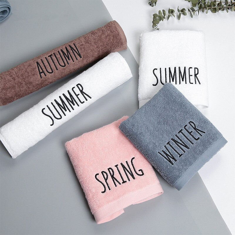 34x75cm 100% pamut kéztörlő hímzés Four Seasons egyszínű vastag, elegáns otthoni fürdőszobai ruha