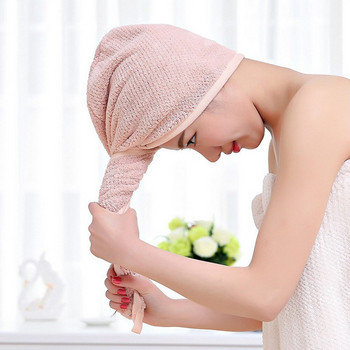 Καπέλο Merbau Super Absorbent Μαλακό Γυναικείο Γρήγορο Στέγνωμα Μαλλιών Πετσέτα μπάνιου τουρμπάνι πολυεστέρας βαμβάκι