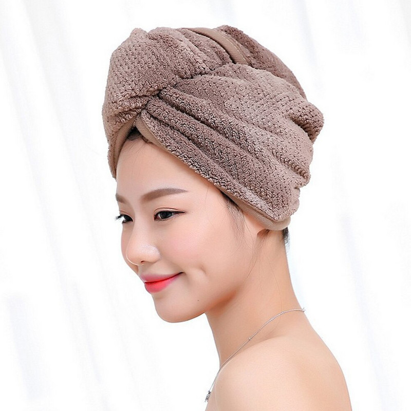 Căciulă Cap Merbau Super Absorbant Moale Femei Prosop de păr cu uscare rapidă Turban de baie Poliester Bumbac