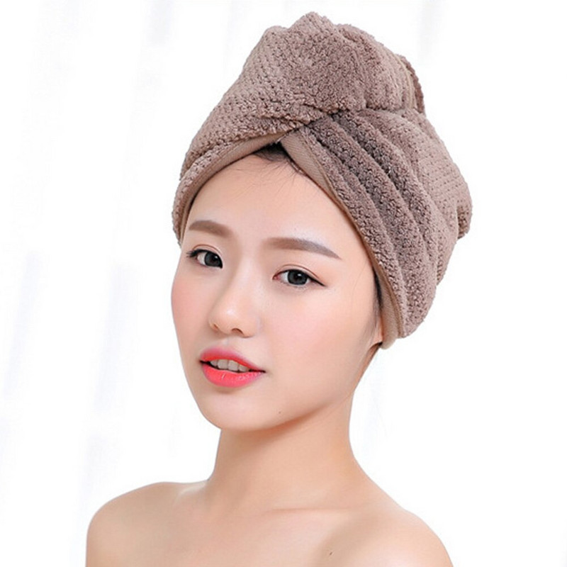 Căciulă Cap Merbau Super Absorbant Moale Femei Prosop de păr cu uscare rapidă Turban de baie Poliester Bumbac