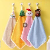 Aranyos Navidad karácsonyi törülköző karácsonyi dekoráció színes Mikulás újévi ajándék fürdőszobai kézmosás korall gyapjú törölköző