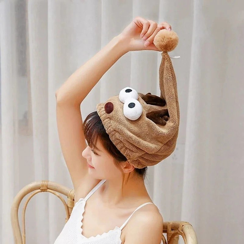 Mikroszálas száraz hajtörölköző női fürdő gyorsan száradó fej turbánsapka fürdőpakolás szárító sapka puha nedvszívó zuhany aranyos fültörlő