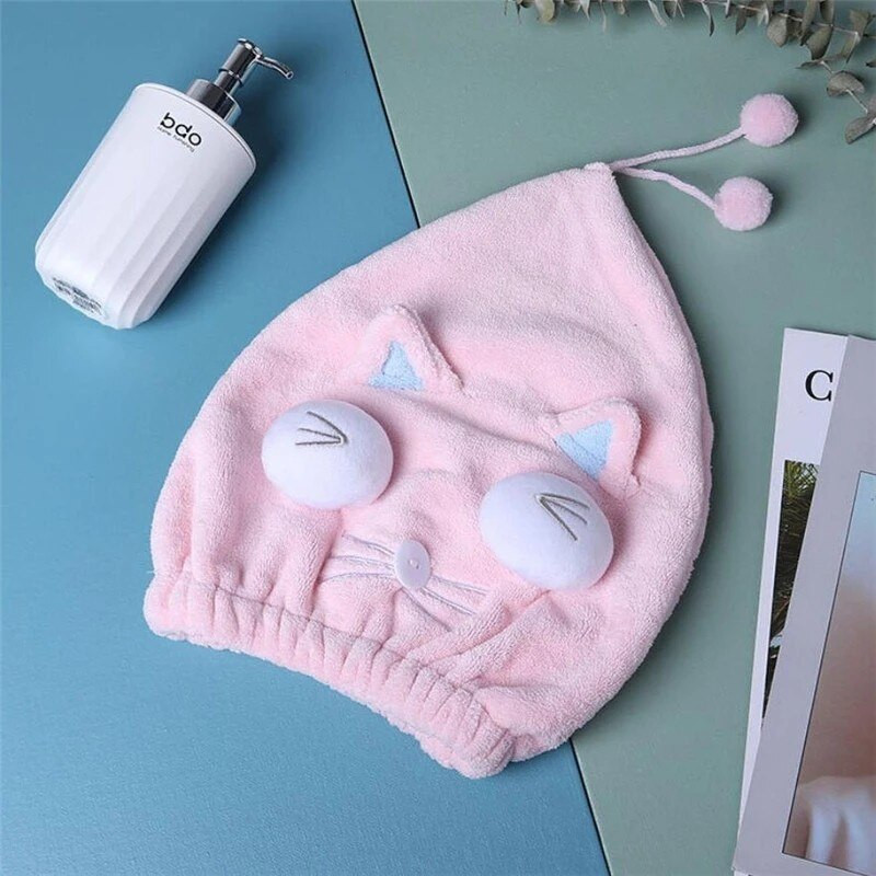 Mikroszálas száraz hajtörölköző női fürdő gyorsan száradó fej turbánsapka fürdőpakolás szárító sapka puha nedvszívó zuhany aranyos fültörlő