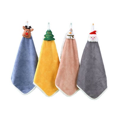 Kalėdų raštas Minkštas koralinis aksominis rankšluostis virtuvės vonios kambarys pakabinamas rankšluostis vaikams mielas animacinis sugeriantis audinys