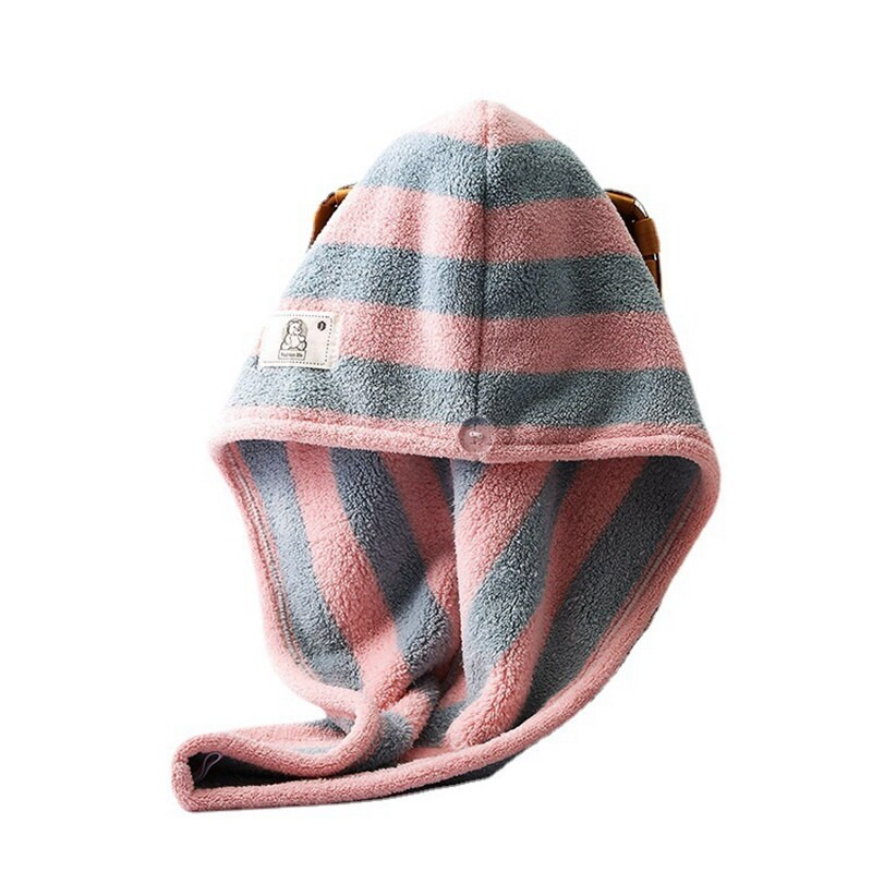 Şapcă pentru femei Prosop din microfibră cu dungi Absorbant de păr, cu uscare rapidă, moale, baie, pălărie de duş pentru copii, prosop împachetat 25*65CM