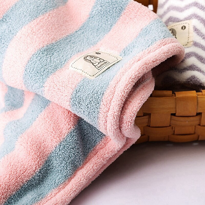 Şapcă pentru femei Prosop din microfibră cu dungi Absorbant de păr, cu uscare rapidă, moale, baie, pălărie de duş pentru copii, prosop împachetat 25*65CM