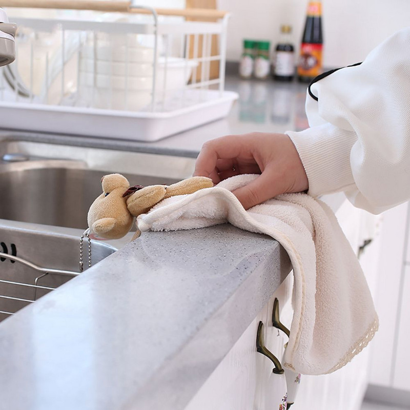 1 bucată prosop de mână multifuncțional pentru animale din desene animate, drăguț, moale, absorbant, prosop de curățare pentru agățat de bucătărie