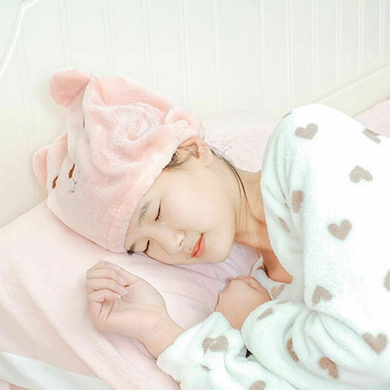 FORRÓ mikroszálas szilárd gyorsan száradó haj sapka haj turbán női lány női sapka fürdő szárító törölköző fej pakolás sapka macska füle minta