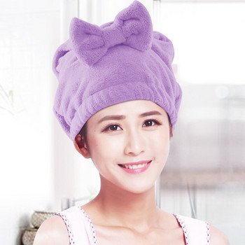 EHEH Cute Hair Drying Cap Microfiber Πετσέτα μαλλιών Turban Drying απορροφητική πετσέτα μπάνιου Bowknot Hair Quick Dry Καπέλο