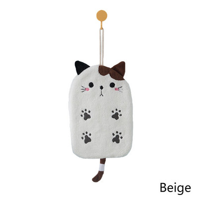 Macska hímzett törölköző szuper nedvszívó függő típusú kéztörlő korall bársony lakberendezési kettős célú fürdőszobai kellékek