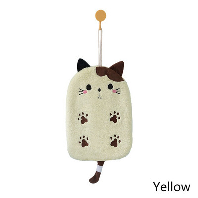 Macska hímzett törölköző szuper nedvszívó függő típusú kéztörlő korall bársony lakberendezési kettős célú fürdőszobai kellékek