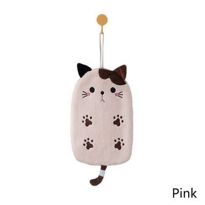 Macska hímzett törölköző szuper nedvszívó függő típusú kéztörlő korall bársony lakberendezési kettős célú fürdőszobai kellékek