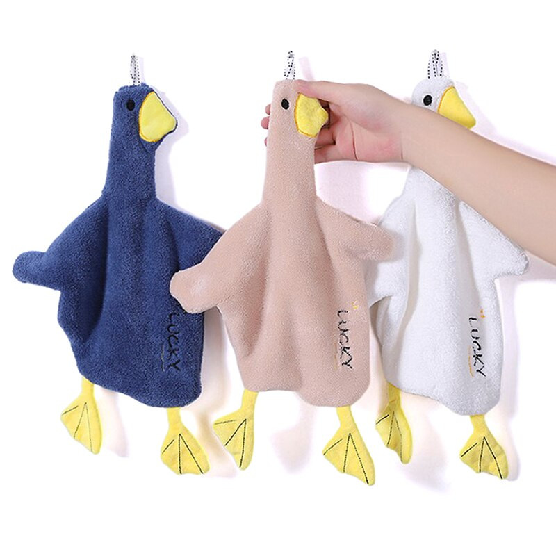 Rajzfilm Animal Lovely Duck Törölköző Nedvszívó Lógó Kézmosás Törölköző Zsebkendő Törölköző Tiszta Kendő