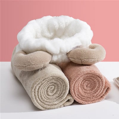 2 db rajzfilm mikroszálas turbán gyorsan száradó hajsapka becsomagolt törölköző zuhanysapka küld hajgumi