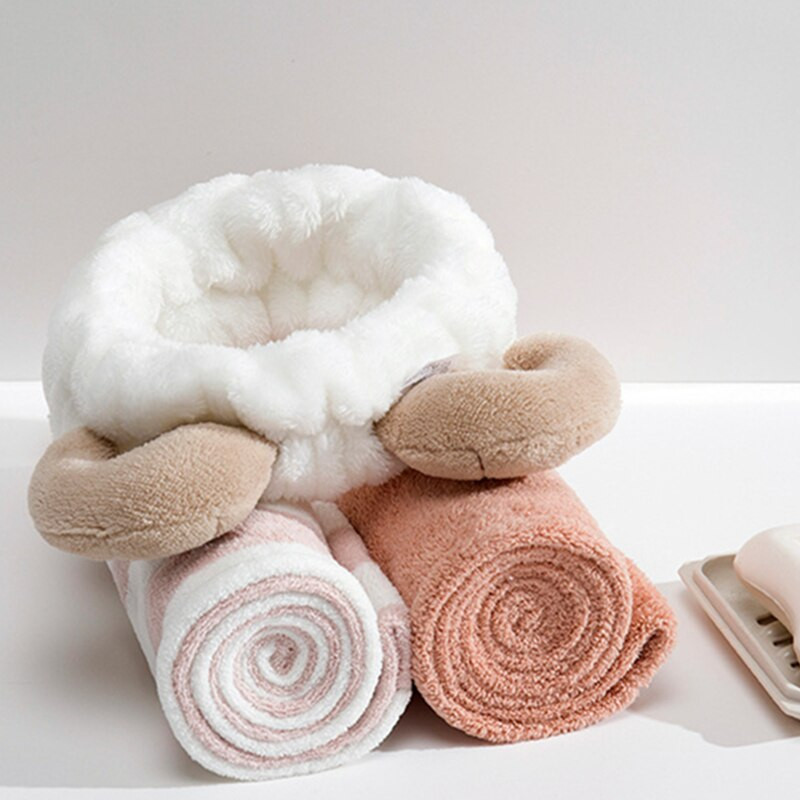 2 db rajzfilm mikroszálas turbán gyorsan száradó hajsapka becsomagolt törölköző zuhanysapka küld hajgumi