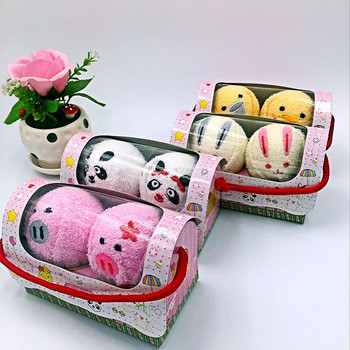 Κέντημα Χαριτωμένη Πετσέτα Μίνι Ζώο Συμπιεσμένο Σετ Πετσέτες Ταξιδίου Panda Pig Bunny Πετσέτες μπάνιου για παιδιά Δώρο για προμήθειες σπιτιού