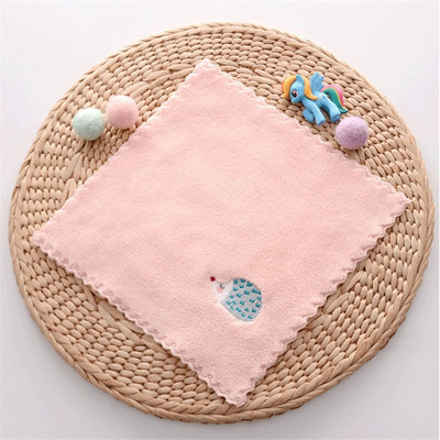 1vnt 25x25cm koralinis aksominis minkštas rankinis nėrinis animacinis filmas, išsiuvinėtas gyvūnas vaikams, nosinė maža kvadratinė rankšluostis