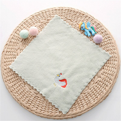 1vnt 25x25cm koralinis aksominis minkštas rankinis nėrinis animacinis filmas, išsiuvinėtas gyvūnas vaikams, nosinė maža kvadratinė rankšluostis