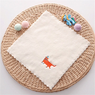 1vnt 25x25cm koralinis aksominis minkštas rankinis nėrinis animacinis filmas, išsiuvinėtas gyvūnas vaikams, nosinė maža kvadratinė rankšluostis