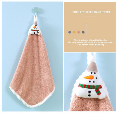 Prosoape de mână Crăciun Bucătărie Baie Prosop de mână de Crăciun Uscare rapidă Moale Absorbant Prosop din lână Coral Cadouri de Revelion Moș Crăciun